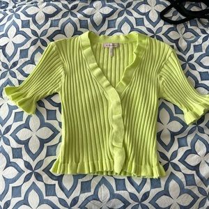 BCBGeneration Neon Rib-Knit Ruffle Top